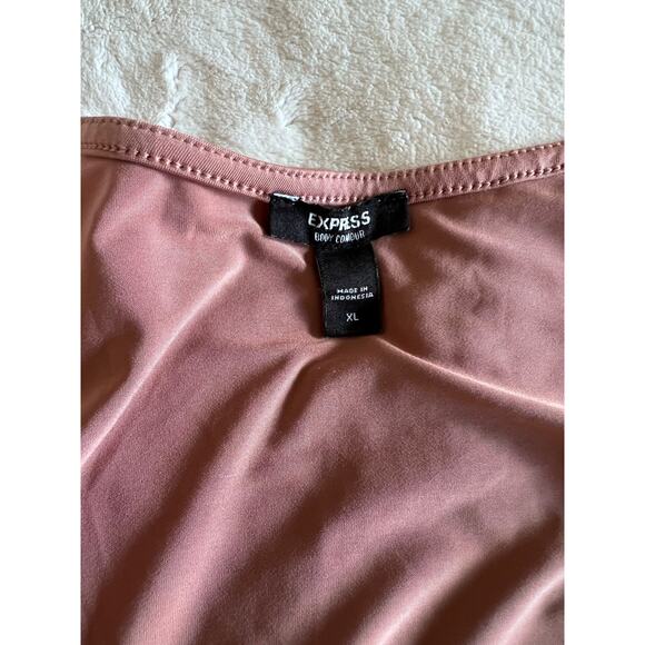 EXPRESS Stretch Thong Snap Bodysuit Size XL Rose Gold Sleeveless Body Contour - Picture 6 of 7